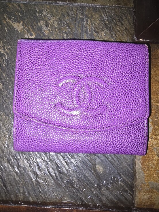 CHANEL Handbags - Chanel Purple Textured Leather Wallet